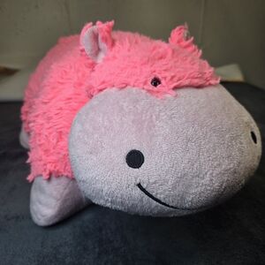 Pillow Pet Neonz Rare Pink Hippo 2012 Retired 18in Plush